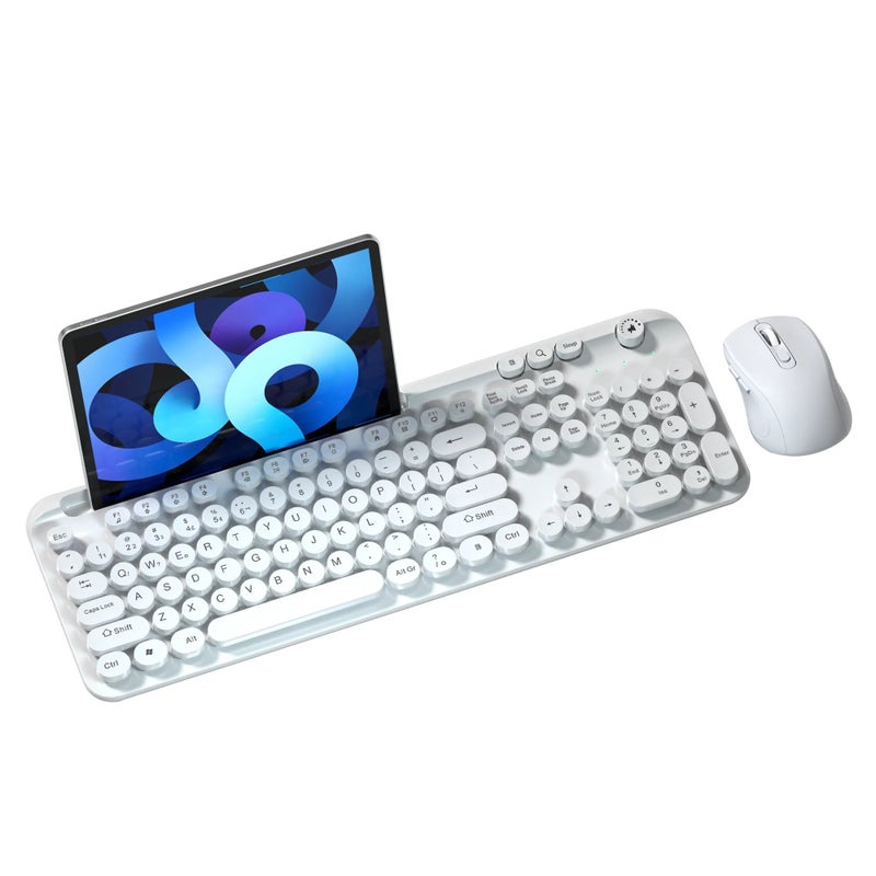 Bluejw Wireless Gaming Keyboard and Mouse Combo, Dual Mode 2.4G BT, Round Keycaps, Portable Mixed Color Set with U-Slot - Image 3